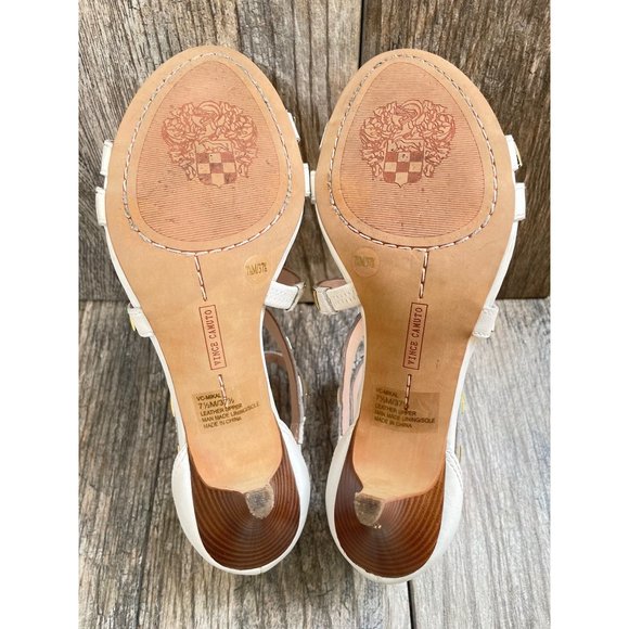 VINCE CAMUTO VC MIKAL STUDDED WHITE LEATHER STRAP HEELS WOMEN SIZE 7.5M - Picture 5 of 12